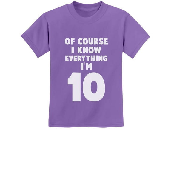 Tstars Youth Birthday T-Shirt - Fun 10th Birthday Graphic Tee - Unique 'I Know Everything I'm 10' Print - Ideal Birthday Gift for Boys and Girls - Durable, Comfortable, Cotton Shirt for Kids