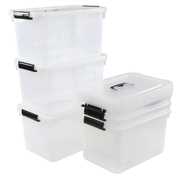 Tstorage 12 Quart Plastic Storage Bin with Lid, Clear Latch Box, 6 Packs