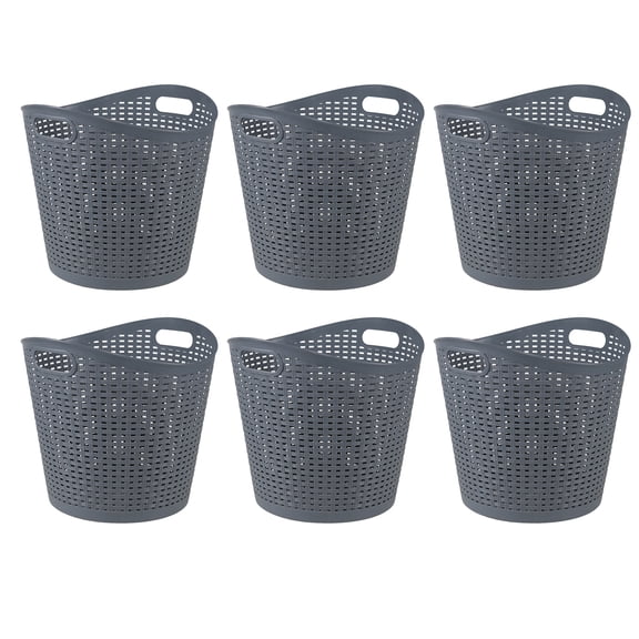 Tstorage 35 L Flex Laundry Basket with Handles, Tall Flex Hampers, Round Dirty Clothes Hampers, 6 Packs, Gray