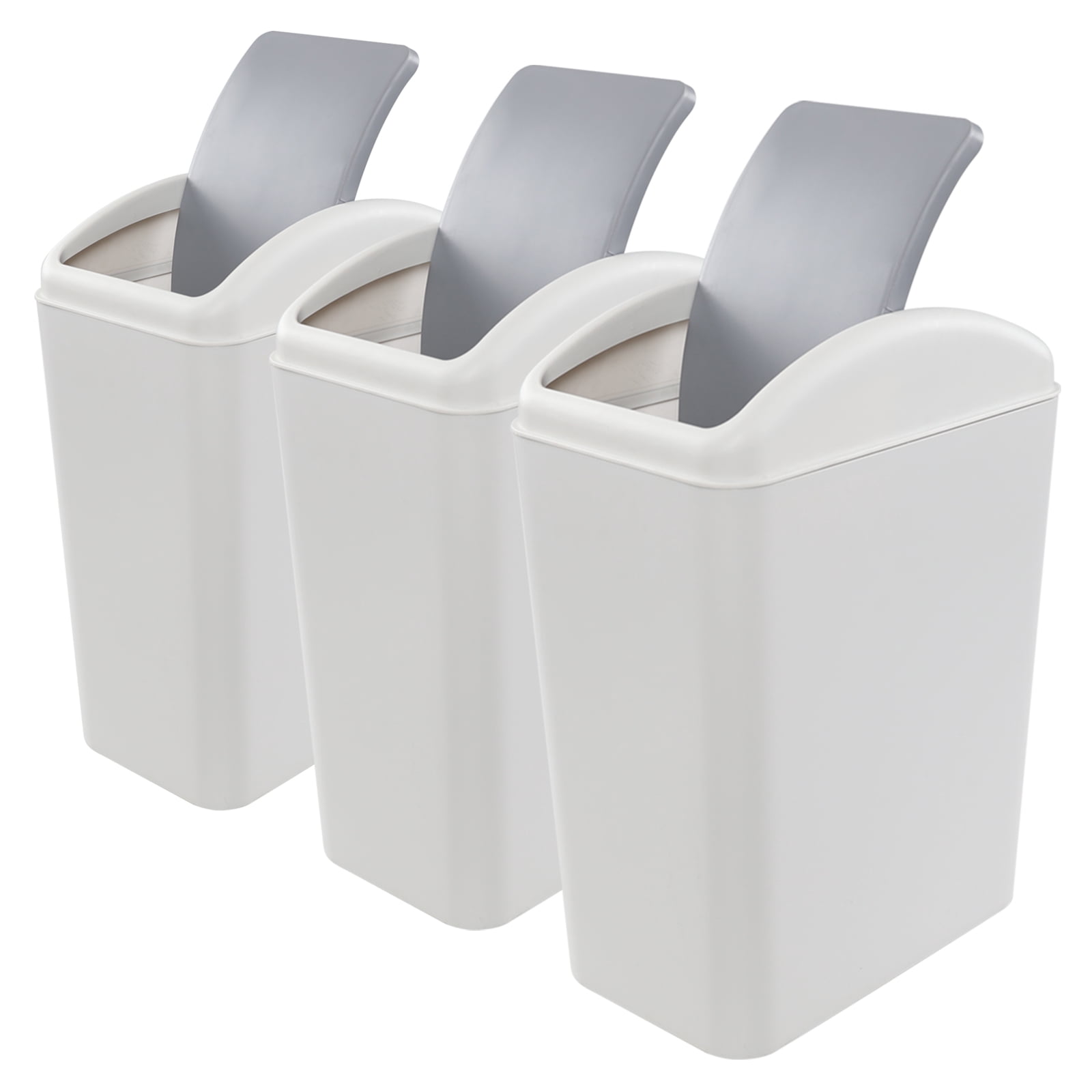Tstorage 4.5 Gallon Plastic Trash Can with Swing Lid, Swing Top Garbage Can, 3 Packs, Gray