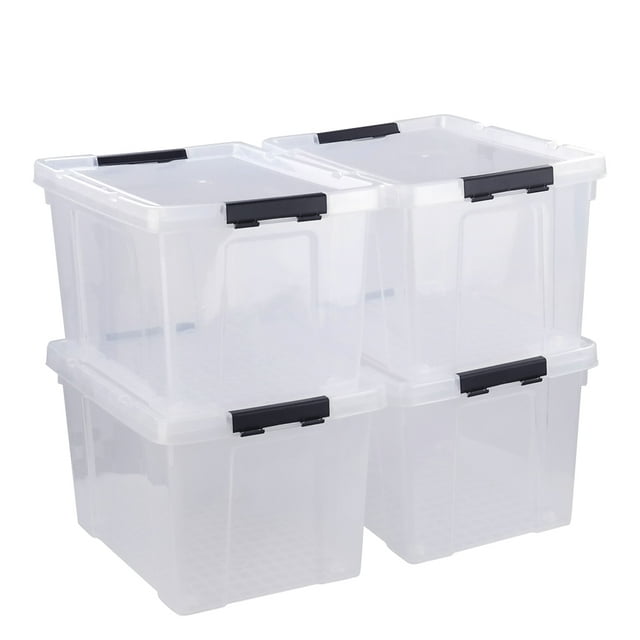 Tstorage 50 Quart Plastic Storage Container with Wheels, Clear Large