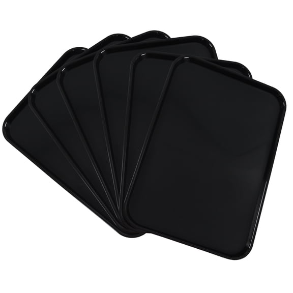 Tstorage 6 Packs Extra Large Plastic Trays, Plastic Fast Food Serving Tray, Black