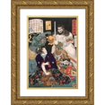 thumbnail image 1 of Tsukioka Yoshitoshi 11x14 Gold Ornate Wood Frame and Double Matted Museum Art Print Titled - Sangoku Taro Kneeling Before Demon and Warrior (1866), 1 of 4