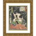 thumbnail image 1 of Tsukioka Yoshitoshi 14x18 Gold Ornate Wood Frame and Double Matted Museum Art Print Titled - Shogun Taira Yoshikado Disarming Two Goblins (1866), 1 of 4