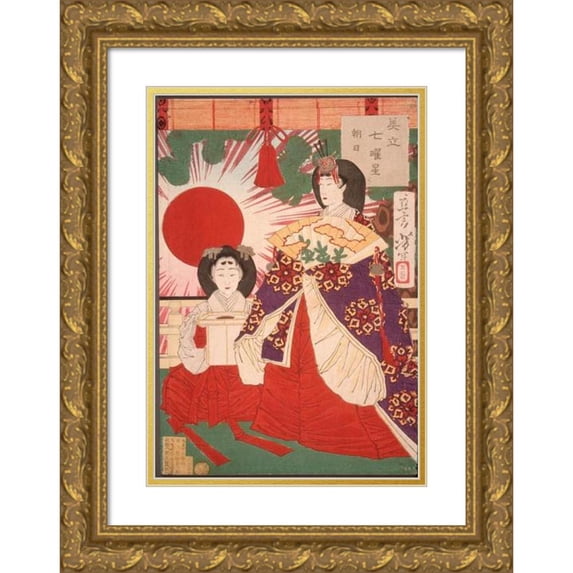 Tsukioka Yoshitoshi 17x24 Gold Ornate Framed and Double Matted Museum Art Print Titled - Sunrise (1878)