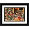 thumbnail image 1 of Tsukioka Yoshitoshi 18x14 Black Ornate Wood Framed Double Matted Museum Art Print Titled - Tawaraya Toda and a Dragon; Ono No Komachi Praying for Rain (1868), 1 of 5