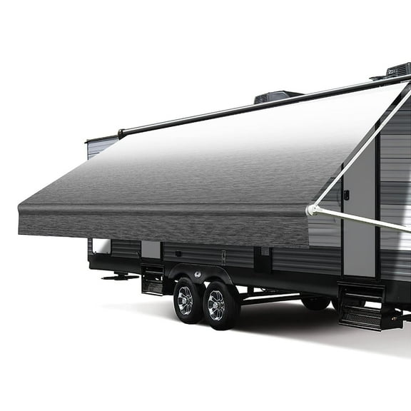Tsumbay RV Awning Fabric Replacement 16' (Fabric 15'3'') , Premium Weatherproof Vinyl Universal Outdoor Canopy for Campers, Trailers and RV Awnings, Gradient Gray