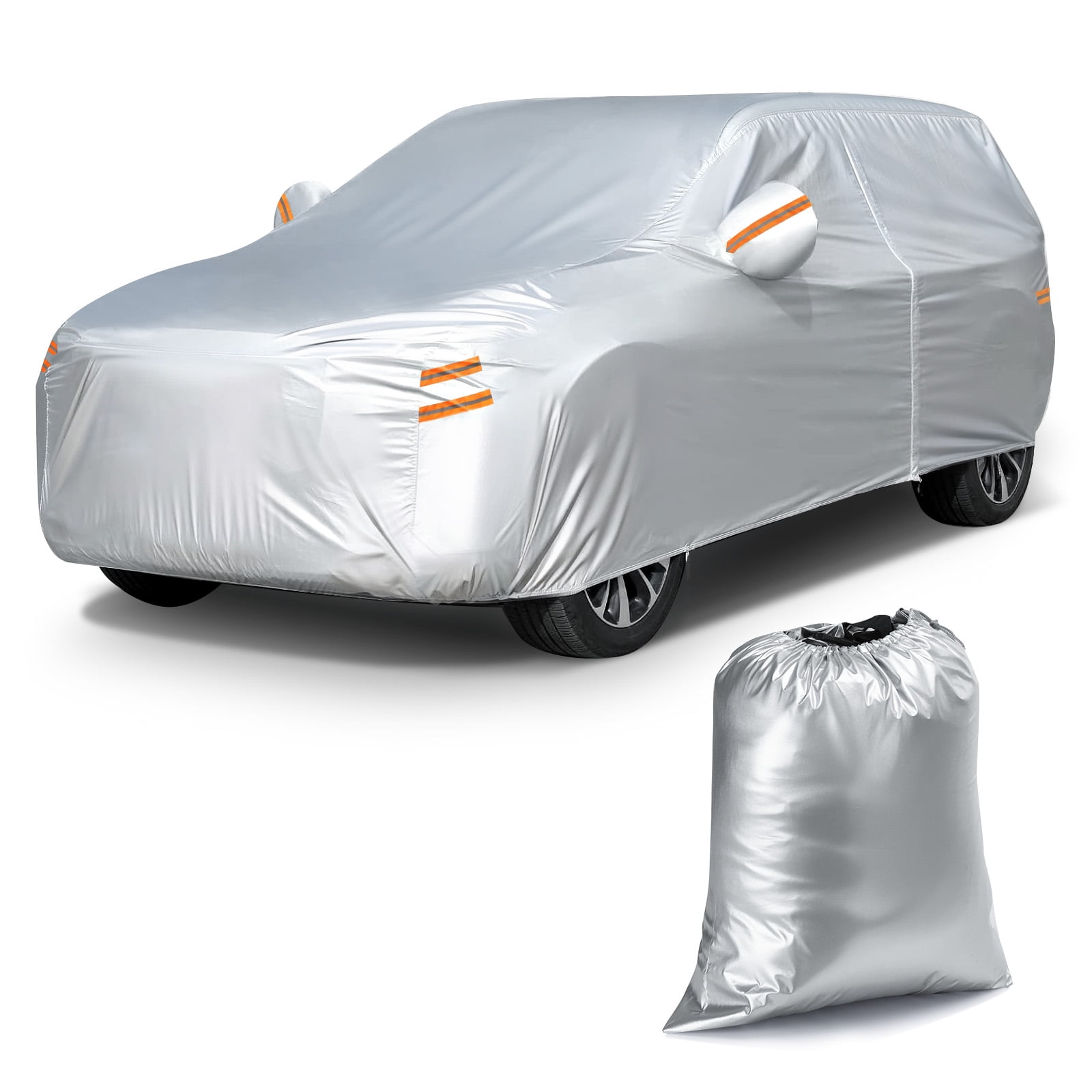 SUV Waterproof Car Covers for Automobiles All Weather Season Rain  Snowproof Sun UV ProtectionOutdoor Full Cover Universal, Fit for 182"To190"SUV,Silver