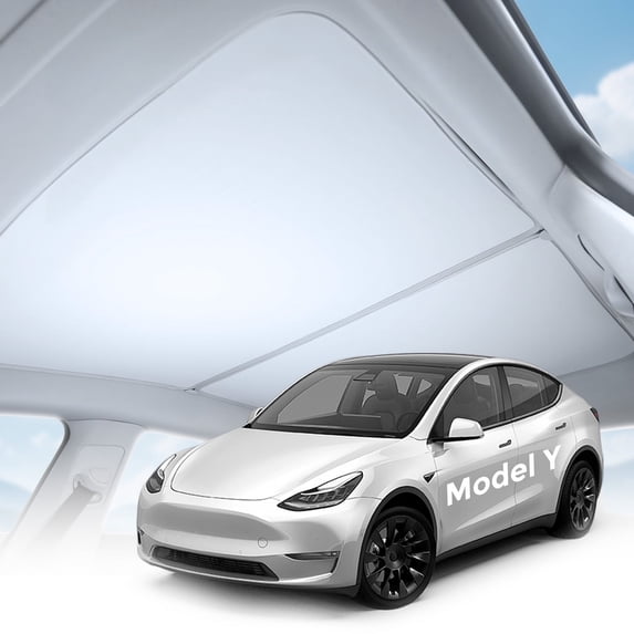 Tsumbay Sunshade Roof Window Insulation UV Rays Protection, Sun Shade for Tesla Model Y Heat Blocking Shades 2020-2025, Upgrade 3-Gen Nano Ice-Crystal Coatings,Never Sag,Tesla Interior Gray