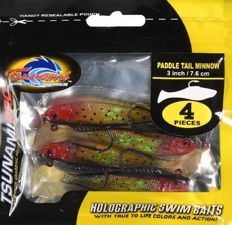 Tsunami Holographic Paddle Tail Minnow Fishing Lures – 3'', Sea