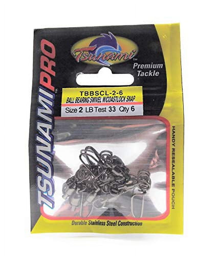 Tsunami TBBSCL46 Ball Bearing Swivel w/ Coastlock Snap, 6pk, Size 4, 88lb