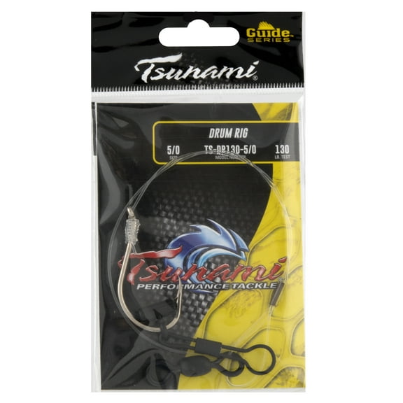 Tsunami Drum Rig 5/0 Monofilament J Style Fishing Hook, Size 8/0