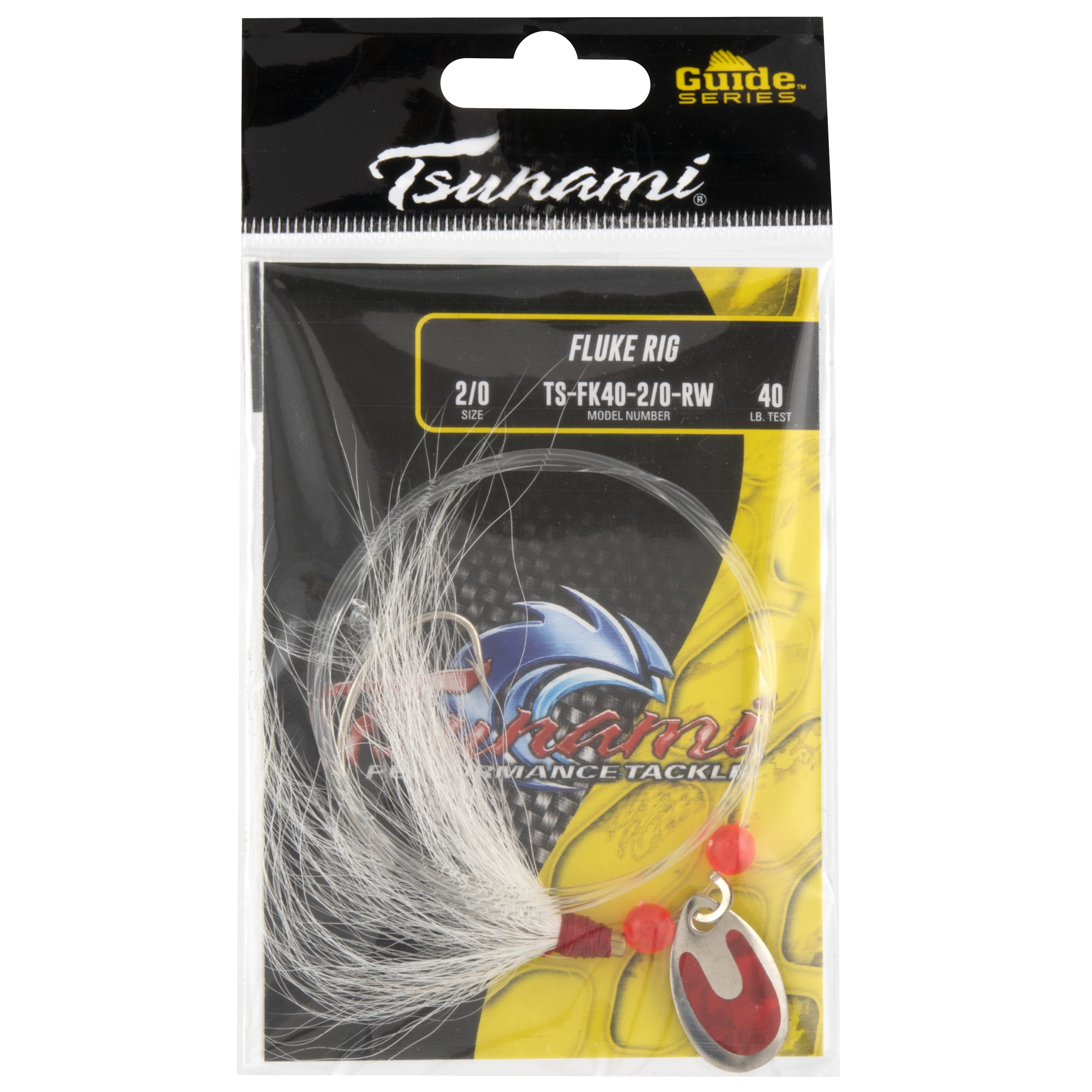 Tsunami Fluke Killer Rig 2/0 – Red Spinner, White Tail, 40 lb Test