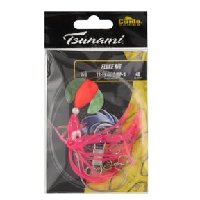 Tsunami Fluke Rig 2/0  Pink Spinning Glow with Squid, 40 lb. Test