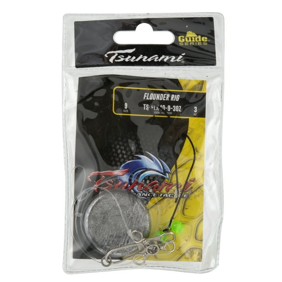 Tsunami Flounder Rig Fishing Lure 3 oz – 40 lb Test, Size 9 Hook