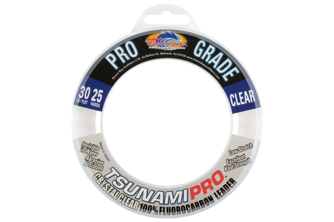 Tsunami Fluorocarbon Leader Fishing Line, 20 lb Test, 25 yd, Clear