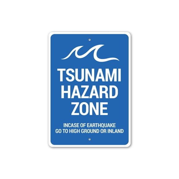 Tsunami Hazard Zone, Warning Coastal Sign, Safety Guide Sign for Beach, Caution Coastal Aluminum Sign - 4x18 inches