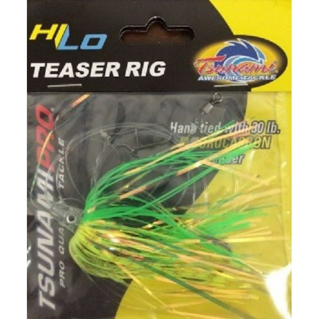 Tsunami Hi-Lo Fluke Flounder Mylar Teaser Rig, Chartreuse Green ...