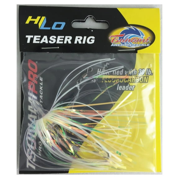 Tsunami Hi-Lo Fluke Flounder Mylar Teaser Rig, Pink/White