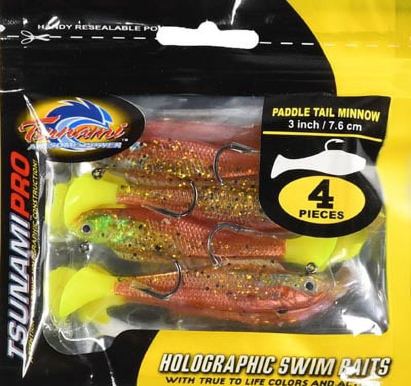 Tsunami Paddle Tail Minnow Softbait - 4 New Penny - Walmart.com