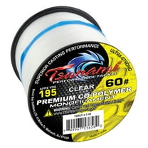 Tsunami Premium Monofilament Fishing Line, Clear, 1/4 lb Spool, 60 lb Test