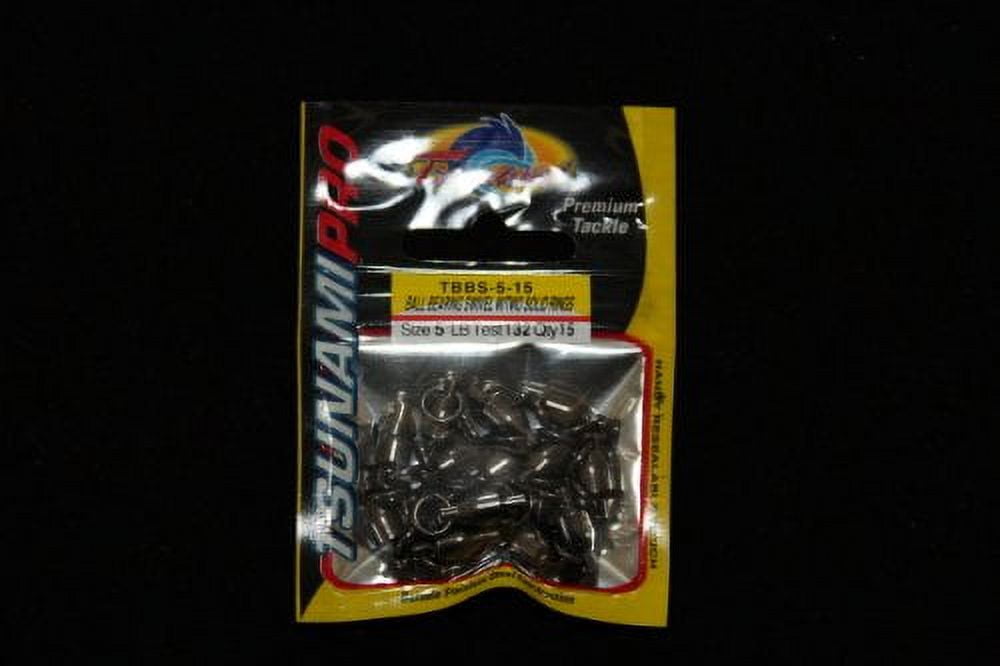 Tsunami Pro Ball Bearing Barrel Swivels Terminal Fishing Tackle - Size 5, 130 lb. Test, 15-pack