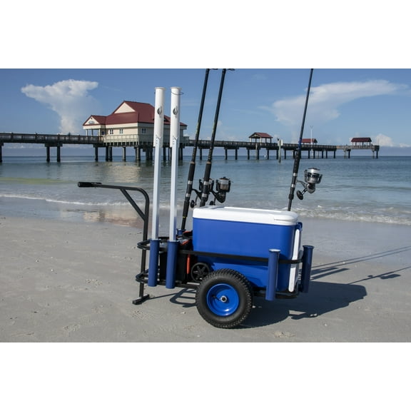 Tsunami Pro Beach Pier Fishing Cart with Rod Holders