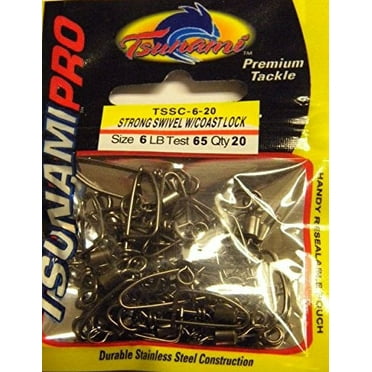 Tsunami Pro Strong Swivels with Coastlock Size 6 20 Pack