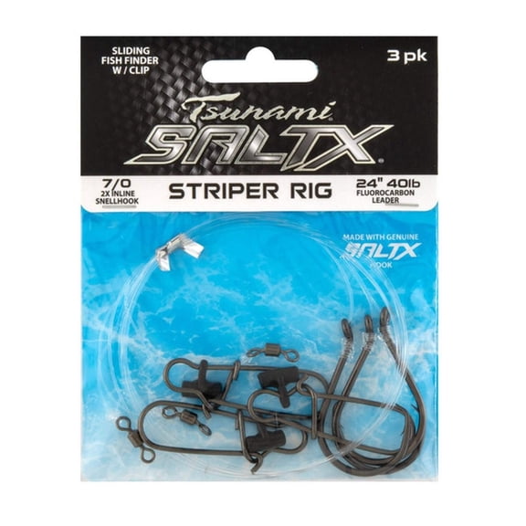 Tsunami SaltX 24" Striper Rig 7/0 - 40 lb. (3 Pack)