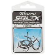 Tsunami SaltX Inline Perfect Circle Fishing Hook, 8/0 Size, Black Nickel, 1X Fine Wire, 6-Pack