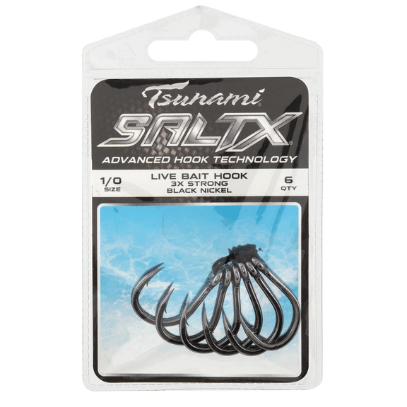 Tsunami SaltX Live Bait Hook 3x Strong Black Nickel 7/0 - 3ct