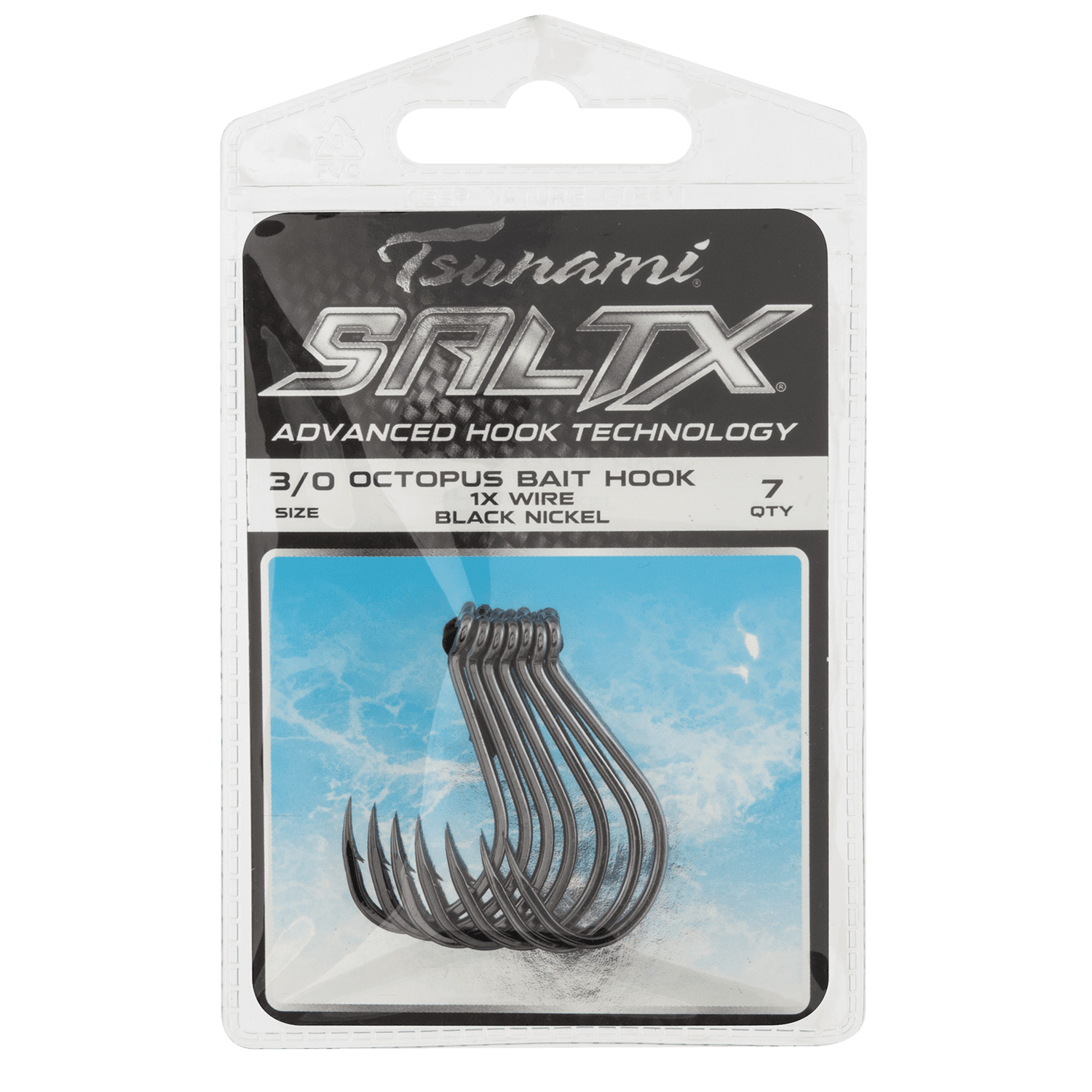 Tsunami SaltX Octopus Bait Hook 1x Wire Black Nickel 6/0 - 30ct