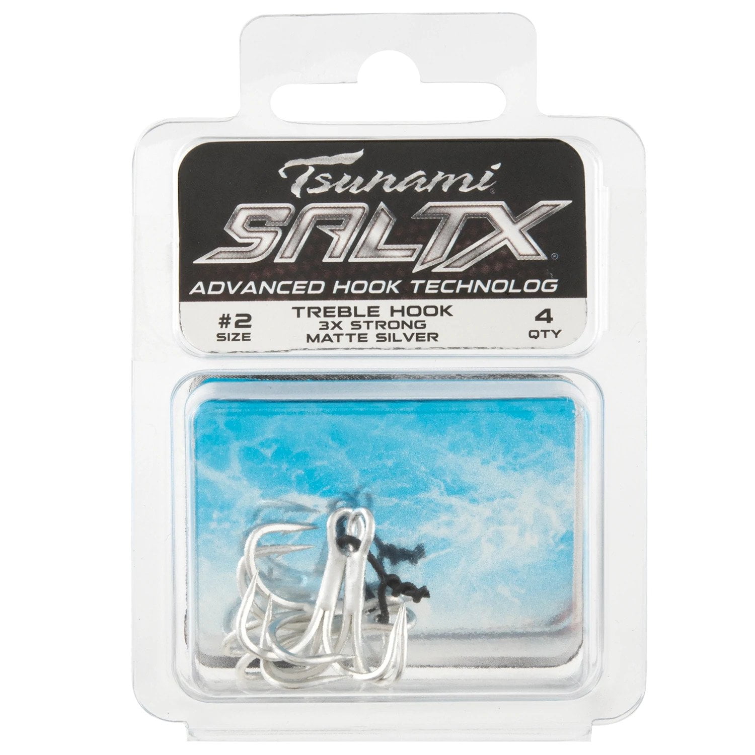Tsunami SaltX Treble Hook 3X Strong #6 – Matte Silver, 4 Count