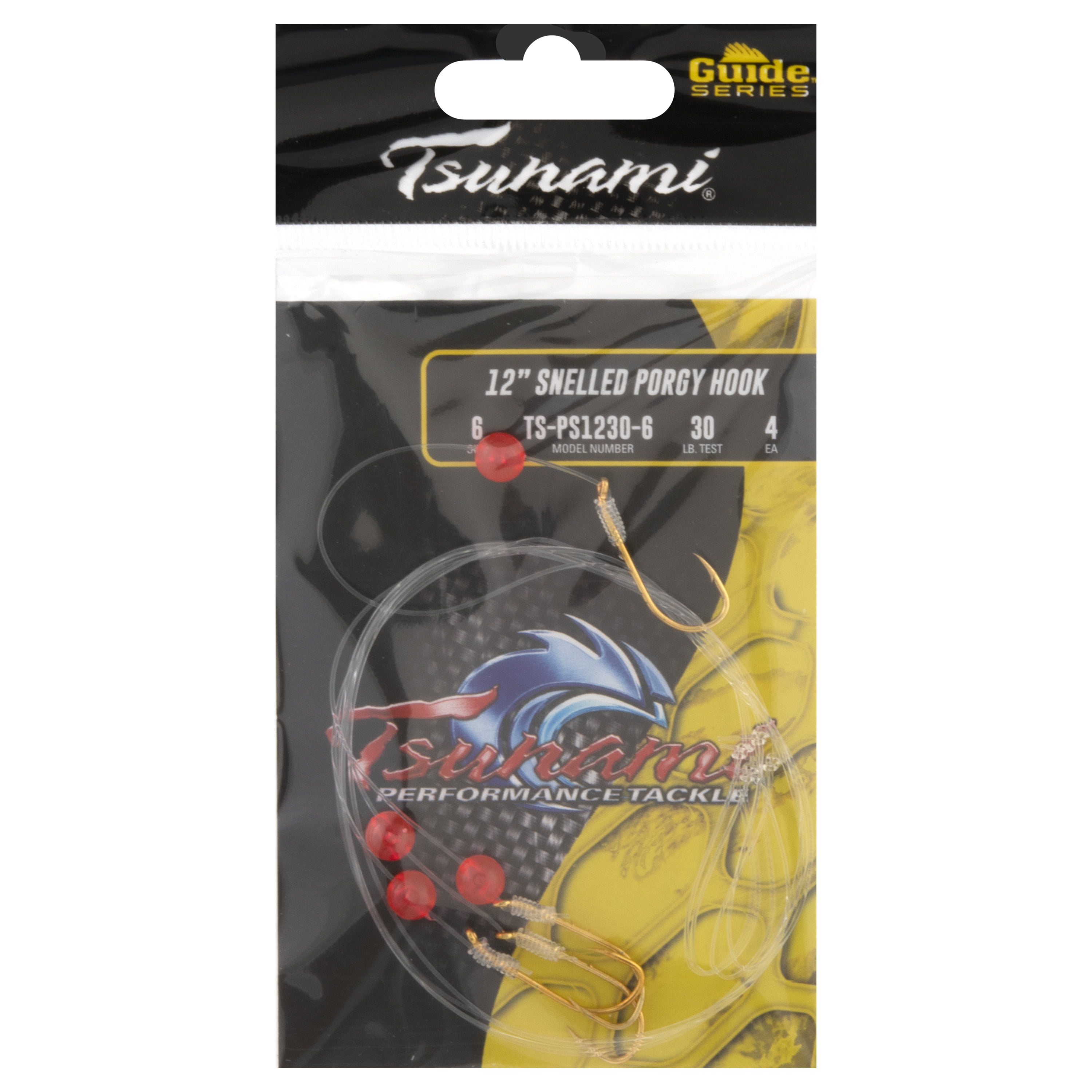 Tsunami Snelled Porgy Hook Size 6 – 12'' Leader, 30 lb. Test