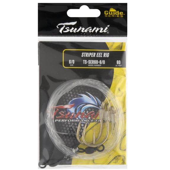 Tsunami Striper Eel Fishing Rig  6/0 Hook, 60 lb. Leader