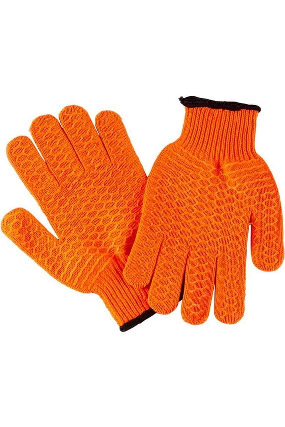 Unisex Heavy Duty Cotton Fishing Gloves, Orange, Large