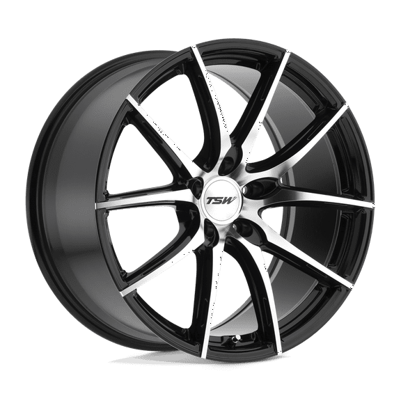 Tsw Sprint 18X8.5 5X120 40Et 76.1Cb Gloss Black W/ Mirror Cut Face Wheel