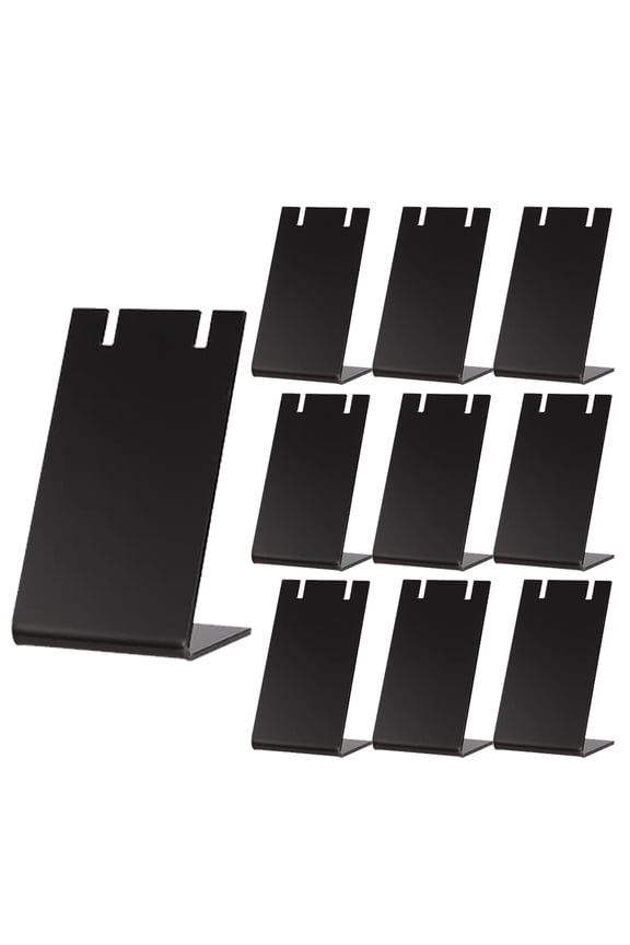 10Pcs Black Acrylic L-Shaped Earring Display Stands, Stable Jewelry Organizer for Necklace & Dangling Earrings, Compact Showcase for Craft Fairs & Home Vanity, , Ten Acrylic Earring Stands