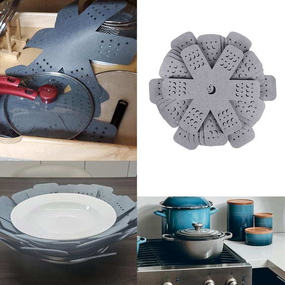 Tswift 12-Pack Pot And Pan Protectors for Stacking, Reversible Gray Dividers in 3 Sizes Prevent Scratching Non-Stick Cookware, Absorbent Anti-Slip Mats for Rv Kitchen Storage, Placemat*12