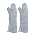 thumbnail image 1 of Tswift 2Pc Large Heat-Resistant Oven Gloves 200 °C Long 24 in Cotton with Silicone Grip Loop Hanging for Baking Grilling Cooking Machine Washable Black, 2Pc Gloves, 1 of 5