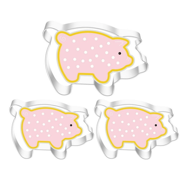 Tswift 3PCS Pig Cookie Cutter - Pig Shape DIY Stainless Sweet - Dishwasher Safe Animal Fondant Cookie Cutters for Baking, Piggy Farm Animal Cookie Cutters Shapes Molds for Kids