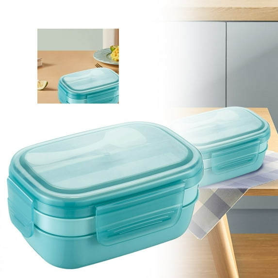 Tswift 67-Oz 3-Compartment Stackable Lunch Box, Microwave Dishwasher-Safe Bento with Built-In Cutlery, Leak-Proof Pp Food Container for Work office Picnic Meal Prep, 1X scholar Lunch Box