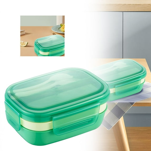 Tswift 67-Oz 3-Compartment Stackable Lunch Box, Microwave Dishwasher-Safe Bento with Built-In Cutlery, Leak-Proof Pp Food Container for Work office Picnic Meal Prep, 1X scholar Lunch Box