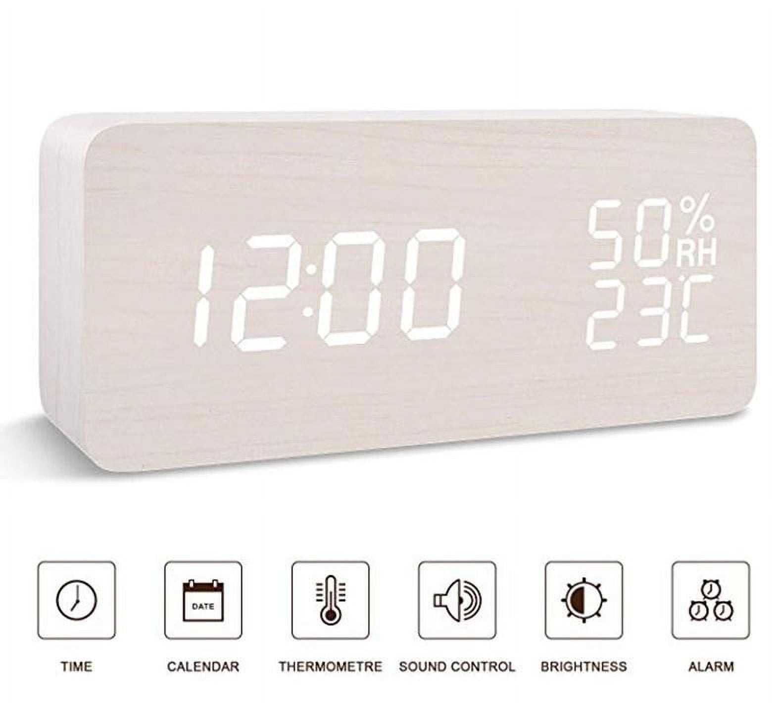 Tswift Alarm Clock, Adjustable Wooden Control Clock Voice Desk Clock