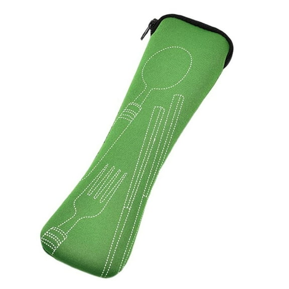 Tswift Camping Cutlery Storage Pouch, Reusable Tableware Organizer – Outdoor Backpack Insert, Green Canvas Roll-Up, Fork & Spoon Slots