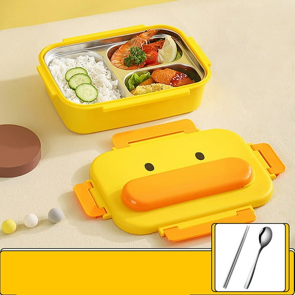 Tswift Clearance! Yellow Duck Lunch Box*1 (Including Lid*1+Box*1+Stainless Steel Liner*1), Lunch Box Stainless Food Storage Container, Thermal Container Lunch Containers Snack Containers Lunch Case