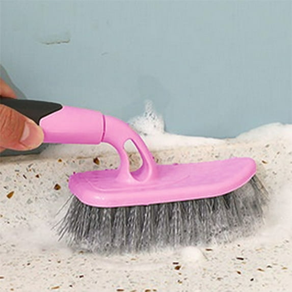 Tswift Hard-Bristle Floor & Tile Scrub Brush with Long 25 Cm / 9.8 in Handle, Angled Head Cleans Bathroom, Kitchen & Garage Grout, Anti-Slip Grip Cuts Scrub Time for Home & Dorm, A Cleaning Brush