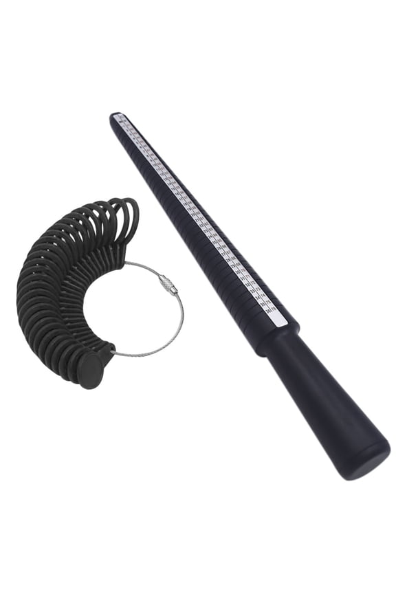 Home essentials, Ring Ring Size Stick Mandrel Finger Gauge Ring Sizer Set Measuring Sizes Jewelry Tool Black, Plastic