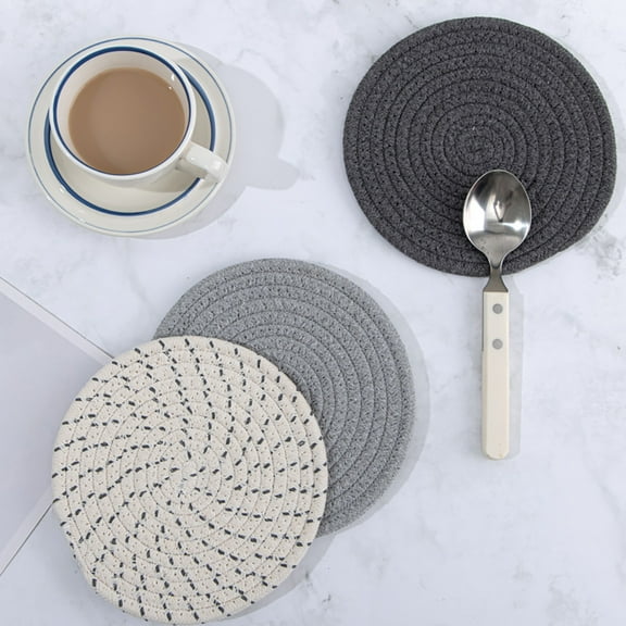 Tswift Hot Sale Round Placemat, 3PCS Place Mat Thickened Tray Mat Insulation Kit Kettle Mat Bowl Mat Insulation Round Mat Kitchen Restaurant And Bar