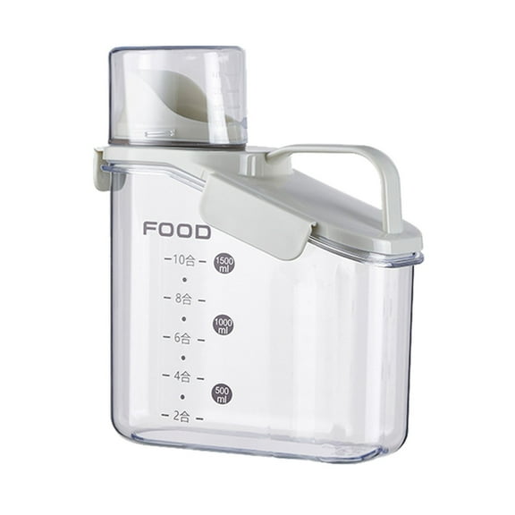 Tswift Kitchen Cereal Storage Jar, Transparent Rice And Flour Container, 0.42 Gallon Plastic Sealed Jar for Dry Food Storage, Airtight Design with Measuring Cup for Freshness, 1 Storage Tank